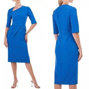New!  Kay Unger‎ Alexa Pleated Midi-Dress in blue, size 8
